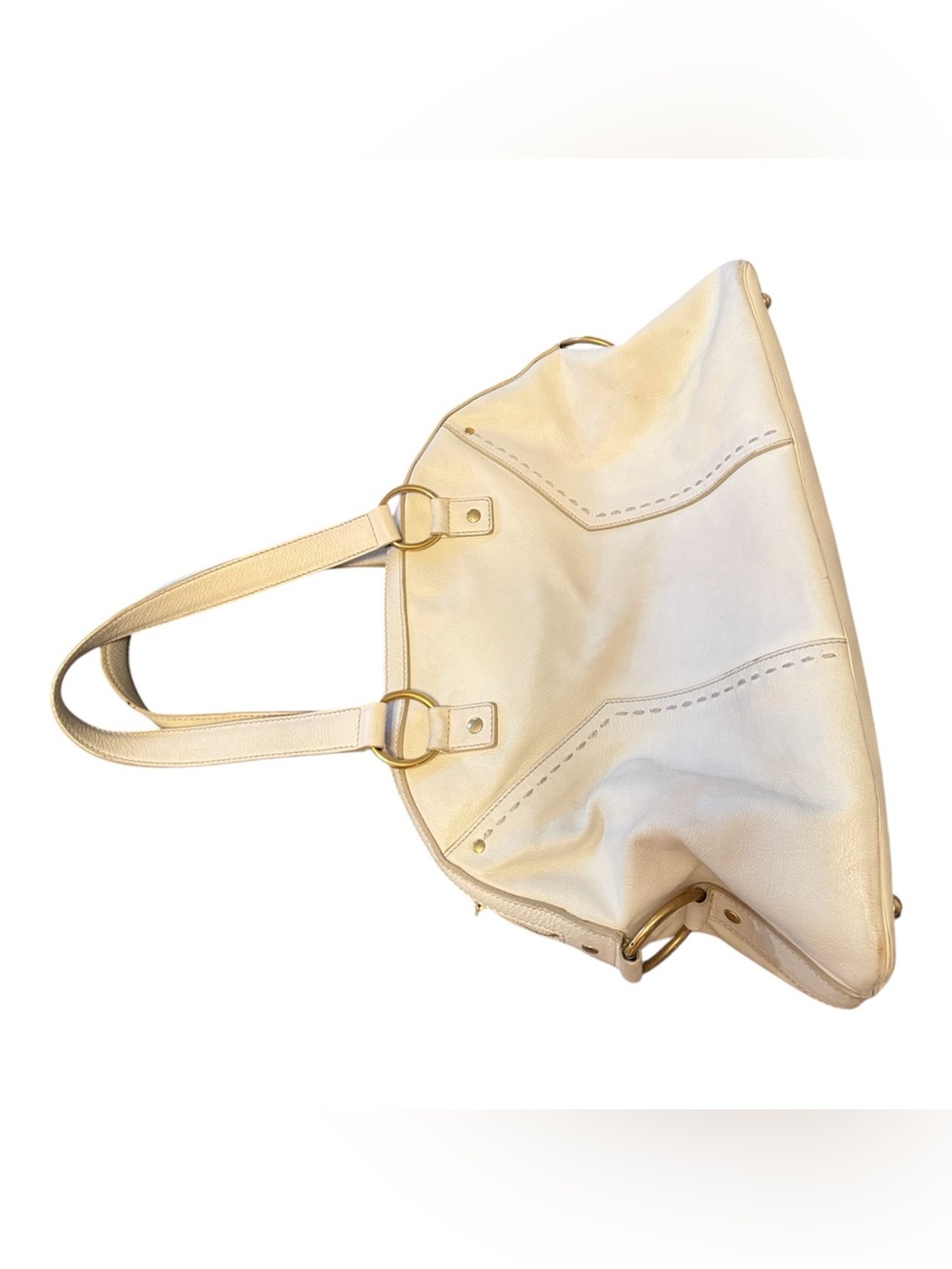 Yves Saint Laurent Cream Leather Tote with Gold Hardware - Picture 2 of 6